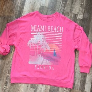 Holster oversized Pink Miami Beach crewneck Sweatshirt size large